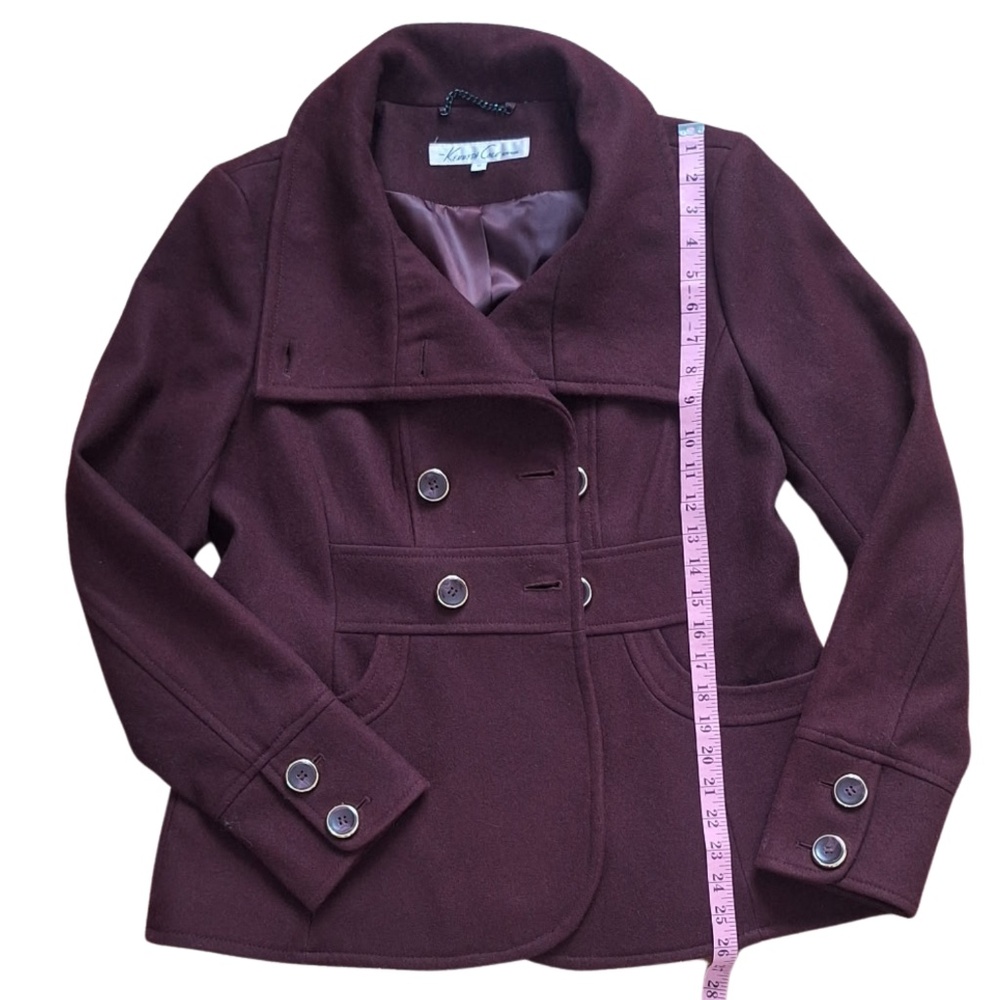 Kenneth Cole Wool Blend Peacoat Feminine Preppy Fall Jacket Burgundy Sz 10 - Picture 9 of 13